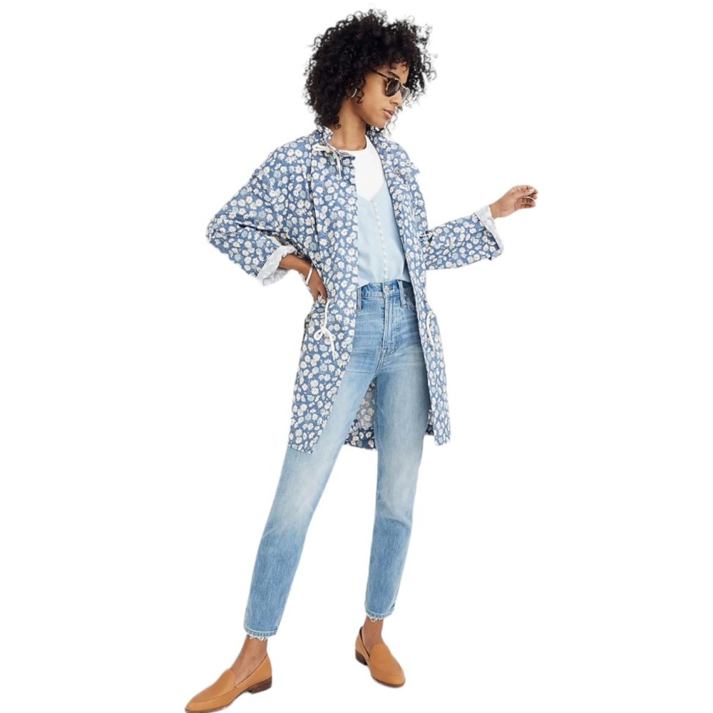 Madewell Ruffle-Neck Anorak Raincoat in French Floral size S L0282 - Picture 13 of 13